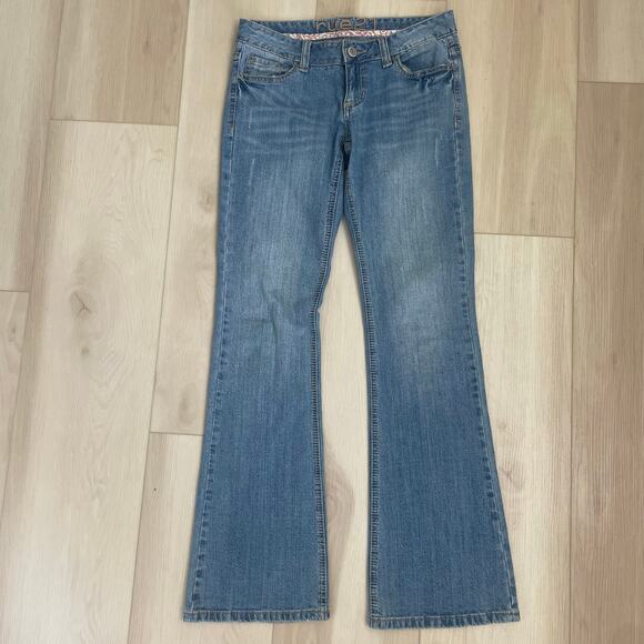 Rue 21 Y2K Denim Jeans 3/4 Medium Wash Bootcut Embroidered Design - Picture 2 of 12